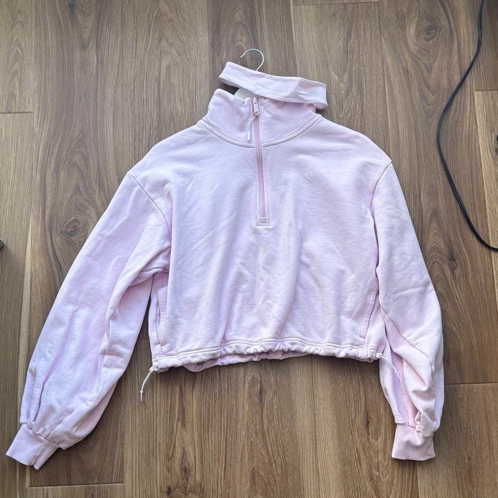 Light Pink Women's Half-Zip Pullover with matching Headband